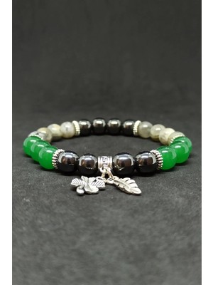 Hematit Aventurin ve Labradorit Doğal Taş Kadın Bileklik Rio