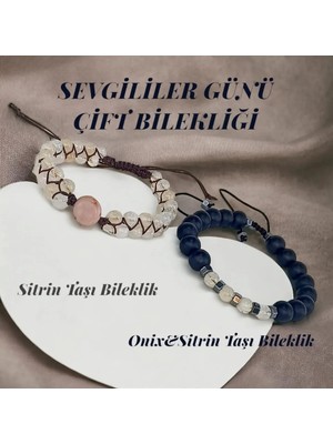 Doğaltaş Sevgililer Günü Çift Bileklik Onix&sitrin Taşı