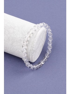 Kristal Kuvars Doğal Taş Bileklik 8 mm Küre Kesim