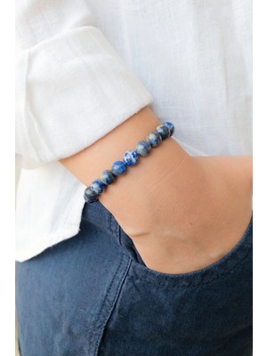 Doğal Taş Bileklik Lapis Lazuli 5 ve 6. Çakra , Yay ve Terazi Burcu Zihinsel Temizlik Taşı