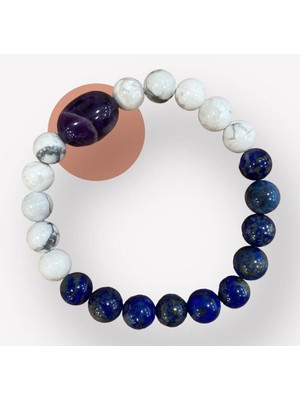 Lapis - Havlit- Ametist Doğal Taş Bileklik 8 mm