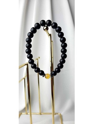 Doğal Taş Çift Bilekliği, Sevgili Bilekliği, Kadın Erkek Doğal Taş Bileklik Havlit Obsidyen