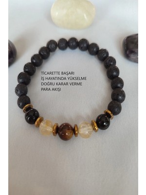 Sertifikalı Lav ,turmalin,sitrin,kaplangözü,hematit Doğaltaş Bileklik