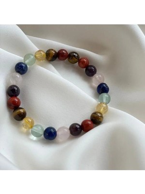 Ametist Dönüşümlü Sitrin Florit Kaplan Gözü Doğal Taş Bileklik