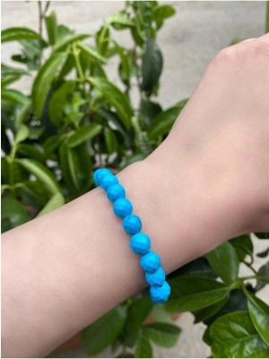 8 mm Küre Kesim Fasetli Turkuaz Doğal Taş Bileklik