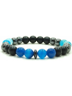 Stres Bilekliği Hematit Oniks Akik Doğal Taş Bileklik Rio