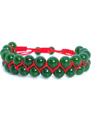 Yeşim Taşı Çift Sıra Örme Bileklik