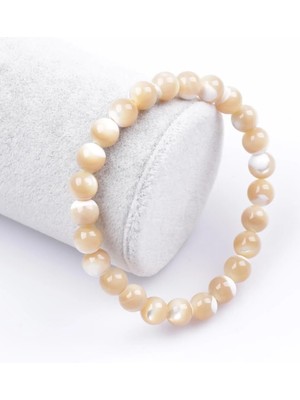 Esmer Sedef Doğal Taş Bileklik 8 mm Küre Kesim