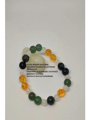 Sertifikalı Apatit, Sitrin, Aventurin Selenit Doğaltaş Bileklik
