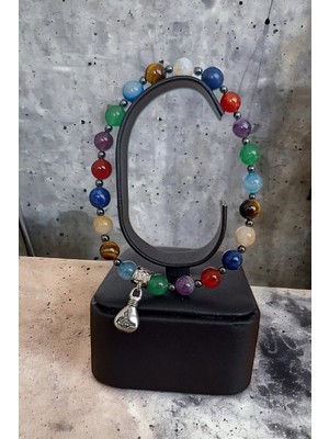 7 Çakra Bileklik Kaplan Gözü Taşı, Ametist, Aventurin Lapis, Sitrit, Mavi Akik, Akik Doğal Taş