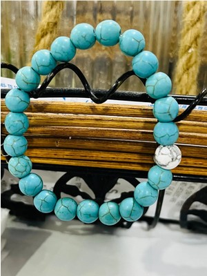 Doğal Taş Firuze Taşlı Negatif Enerji ve Stres Taşı Hediyelik Bileklik