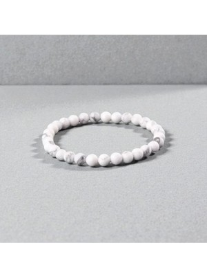 Unisex Sertifikalı Gerçek Havlit Doğal Taş Uyku ve Stres Sevgililer Günü Hediyesi Bileklik 8 mm