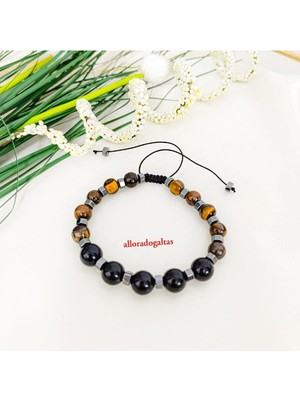 Kaplan Gözü&onix Taşı Erkek Bileklik