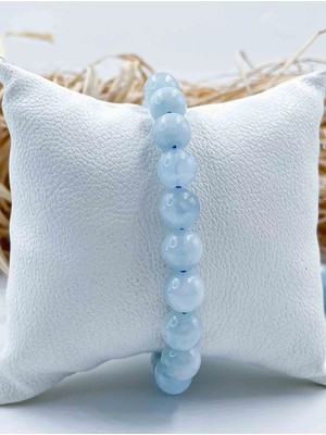 Akuamarin Doğal Taş Bileklik 8 mm
