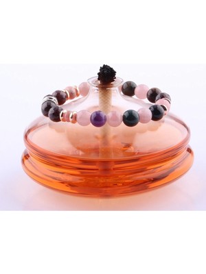 Sertifikalı Kan Taşı Rodokrozit Pembe Kuvars Lal Ametist Kaplan Gözü 8 mm Doğal Taş Bileklik