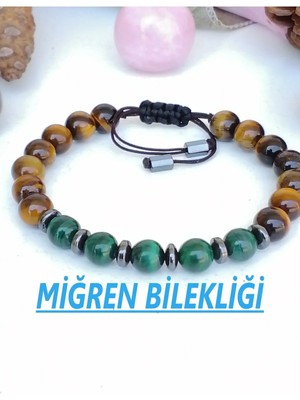 Doğal Taştan Kaplan Gözü-Malakit-Hematit Taşı Bileklik-Migren Bilekliği Akalite
