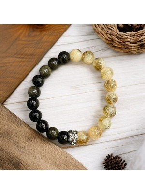 Aurastone Obsidyen-Sitrin Doğal Taş 10MM Tasarım Bileklik