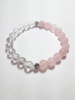 Kristal Kuvars & Pembe Kuvars Bileklik (8 Mm)