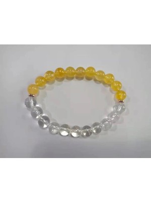 Kristal Kuvars & Dönüşümlü Sitrin Doğal Taş Bileklik 8mm