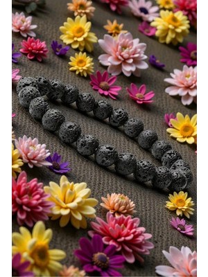 Oğal Taş Lav Taşı 8mm Oniks Bileklik 23 Dizi Unisex