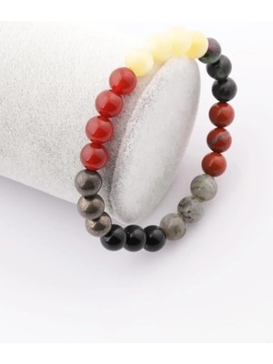 Aslan Burcu Taşlarından Oluşan Doğal Taş Bileklik 8 mm Küre Kesim - Burç Bilekliği