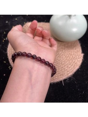 Şifalı- Garnet (Lal) Doğal Taş Bileklik 8 mm – Enerji ve Tutku Taşı - Sertifikalı