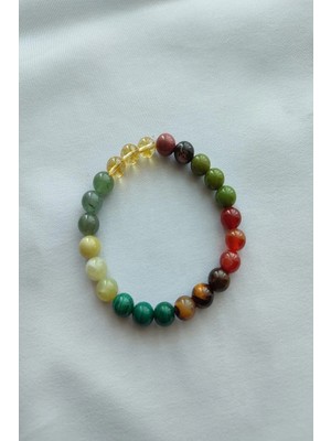 Sertifikalı Sitrin, Aventurin,zebercet,malahit, Kaplangözü,akik, Yeşim, Rodonit Doğaltaş Bileklik