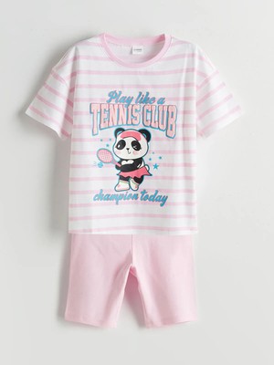 Lc Waikiki Yeni Sezon Bisiklet Yaka Kız Çocuk Şortlu Pijama Takımı
