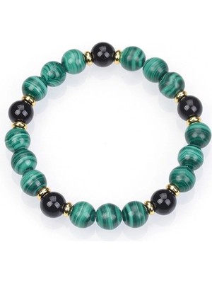 Obsidyen & Malakit Doğal Taş Bileklik 8mm