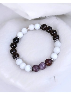 Menopoz Bilekliği (Dumanlı Kuvars,ay Taşı, Turmalin)