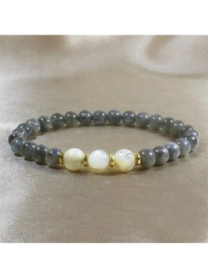 Labradorit Bileklik - Altın Kaplama Sedefli