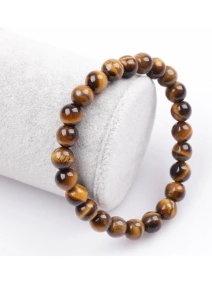 Kaplan Gözü Doğal Taş Bileklik 8 mm Küre Kesim