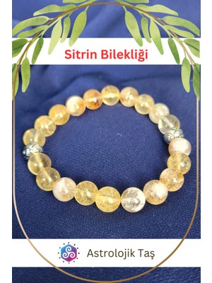 Doğal Taş Sitrin Bileklik, Para Taşı, Enerji Taşı, Bereket Taşı