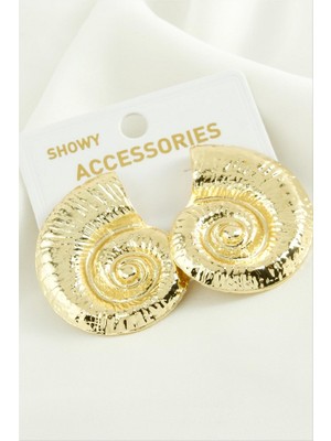 Zero Land Storozde Yuvarlak Trend Metal Küpe-Sarı