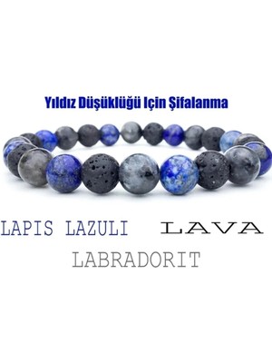 Öğrenci Doğal Lapis Lazuli,lava ,labradorit Yıldız Düşüklüğü Için Şifalanma Bileklik 8mm