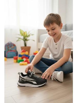 Enoch Çocuk Spor Ayakkabı Cırtlı Yüksek Esnek Tabanlı Kolay Giyim