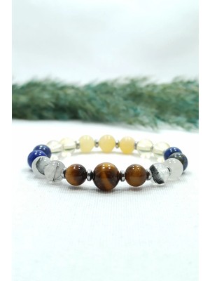 Kaplan Gözü Rutil Kuvars Doğal Taş Kadın Bileklik Nursabi