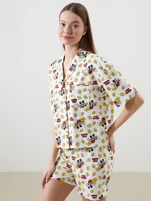 Lc Waikiki Yeni Sezon Mickey Mouse Desenli Kadın Şortlu Pijama Takımı