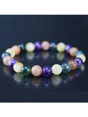Karışık Karma Doğal Taş Bileklik | Sitrin | Akik | Aytaşı | Ametist