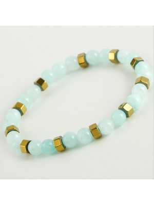 Zero Land Storozde Akik - Hematit Doğaltaş Bileklik-Açık Mavi
