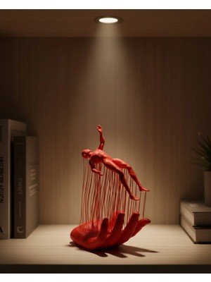 Shopwave 3D El Üzerinde Insan Figürü Kırmızı Sanatsal Masa Üstü Dekor 12X18 cm