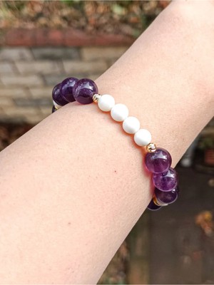 Doğal Taş Amesist & Sedef Taşı Bileklik