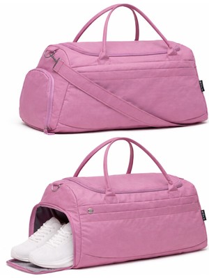 Kaff Mürdüm Krinkıl Kumaş Ayakkabı Bölmeli 00818 Önü Cepli Su Geçirmez Omuz Askılı Spor ve Seyahat Çantası