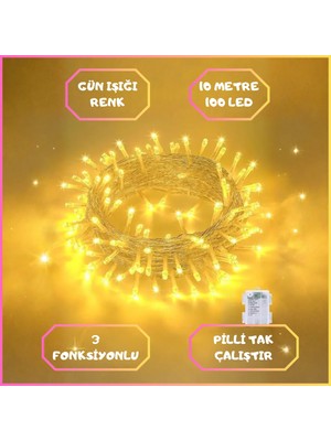 Orijinaldükkan 10 Metre 100 LED Işık Dizeleri Dekoratif Lamba Pilli Aydınlatma