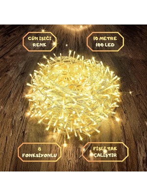 Orijinaldükkan Orijinaldukkan 10 Metre Gün Işığı  Fişli İp Led Işık Dizeleri Animasyonlu Ev Dekoratif Aydınlatma Organizasyon Süsleme