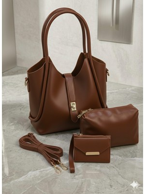 Riema Kadın 4’lü Kombin Çanta Seti Makyaj Çantalı Siyah Fermuarlı El Omuz Cüzdan Bilek Askılı Çanta Seti