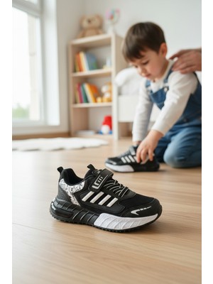 Enoch Ortopedik Üç Şerit Detaylı ve Desenli Çocuk Spor Ayakkabı