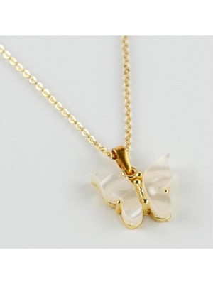 Zero Land Storozde Kelebek Figürlü Polyester Kolye - Beyaz