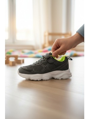 Enoch Çocuk Fileli Spor Ayakkabı Cırtlı ve Bağcıklı Konfor Model