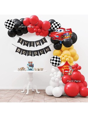 Araba Yarış Temalı Balon Zinciri Doğum Günü Parti Balon